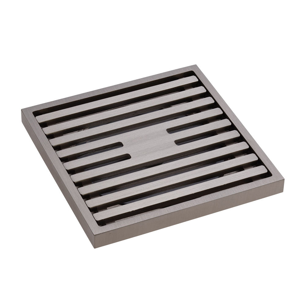 Fienza CHG1085BN 88mm Square Slim Grate Floor Drain - Brushed Nickel Finish for Bathroom, Shower & Laundry Room Water Outlet