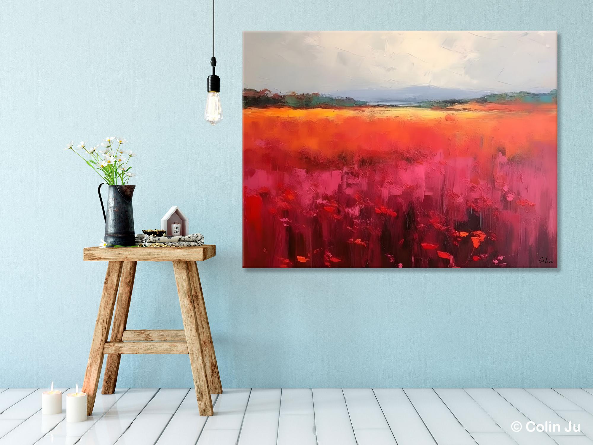 Hand Painted Modern Abstract Landscape Canvas Art - Original Wall Decor for Living Room | Perfect for Home, Office & Gift Giving
