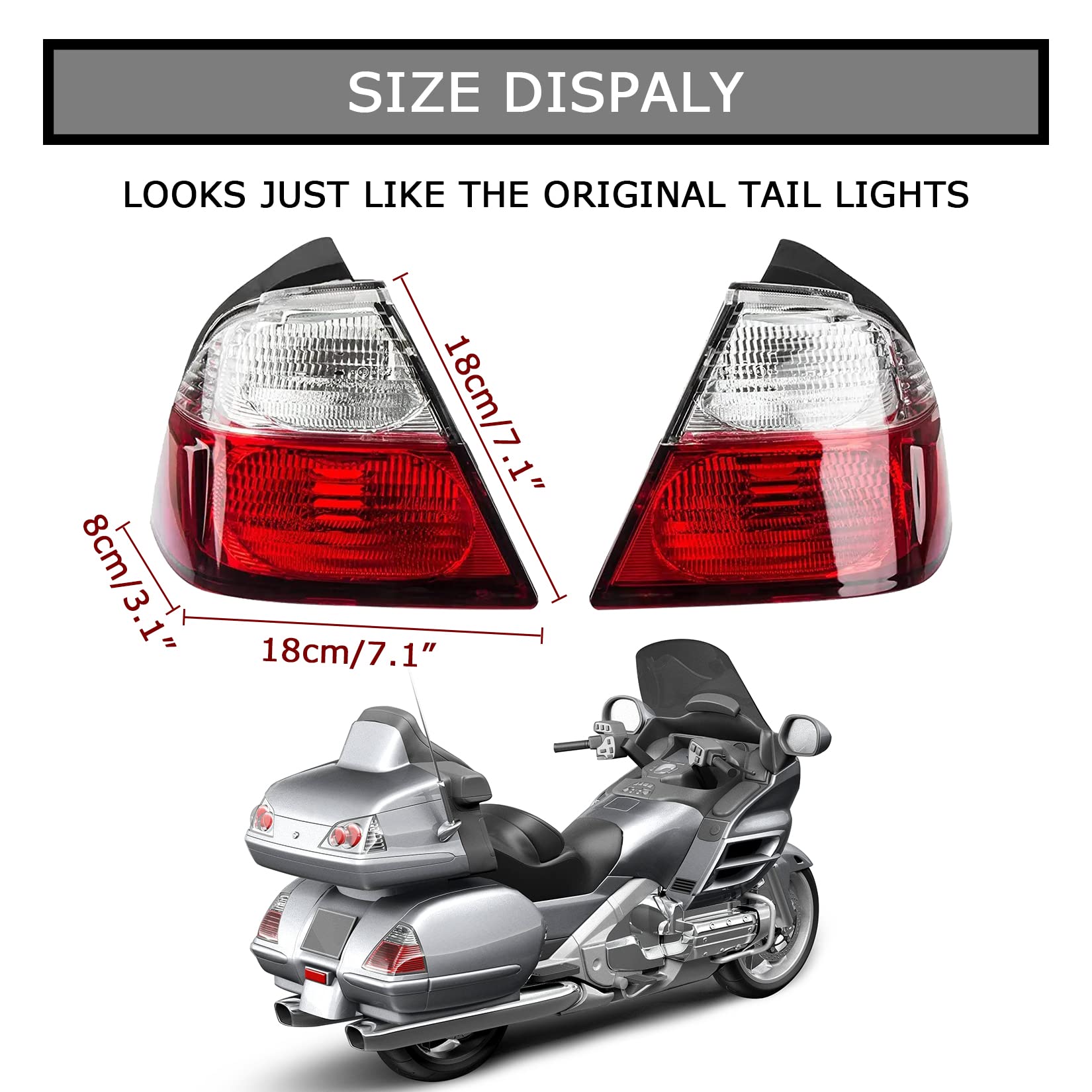 PSLER Motorcycle Rear Turn Signal Tail Light Lens Cover for Honda Goldwing GL1800 - Compatible with Brake Lights & Turn Signals - Durable Replacement for Enhanced Safety & Visibility on the Road