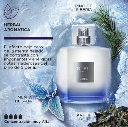 L'Bel Bleu Glacial Mini Perfume for Women - 10ml / 0.33 fl.oz Travel Size Fragrance - Fresh Floral Scent for Daily Wear, Office & Date Night