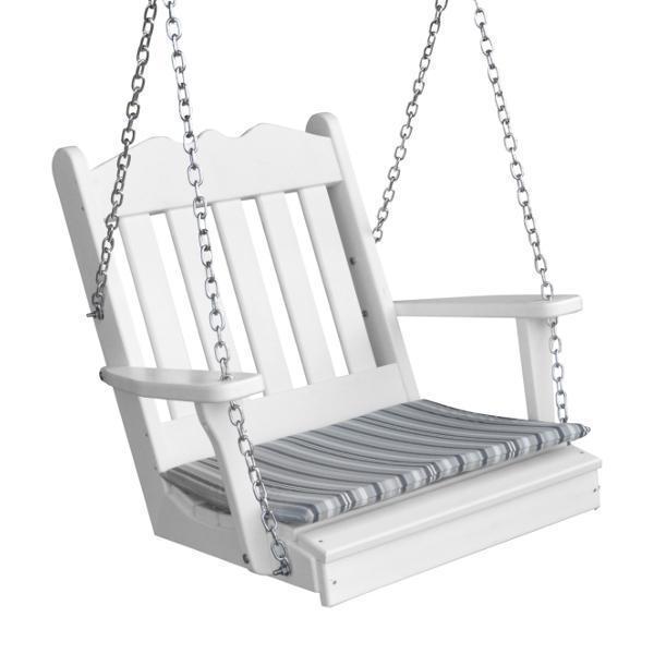 A&L Furniture Poly Royal English Chair Swing - Elegant Outdoor Patio Swing Chair for Garden, Porch, and Backyard Relaxation