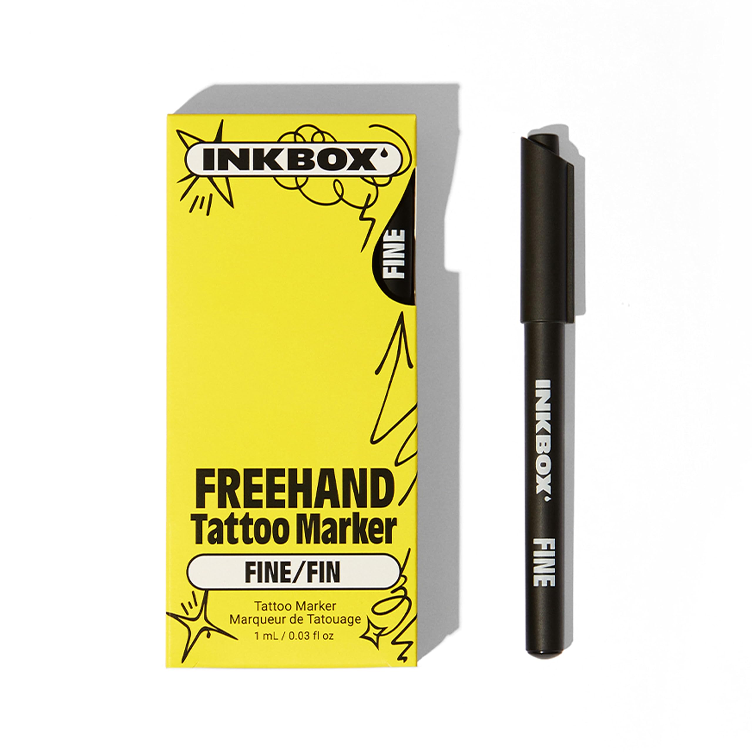 Inkbox Freehand Tattoo Marker - Fine Tip Temporary Tattoo Pen for All Skin Tones | Waterproof, Vegan & Cruelty-Free | Lasts 10 Days | Easy to Use for Beginners & Professionals | Perfect for Parties, Festivals & Self-Expression | 1 Count