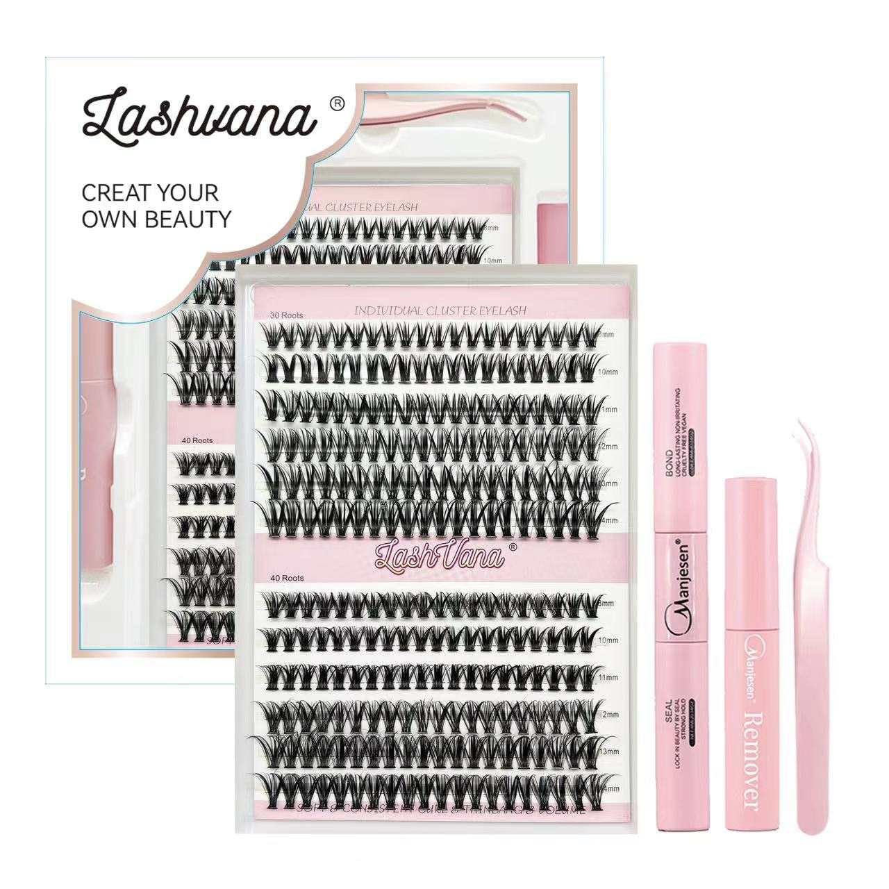 Professional 240Pcs DIY Eyelash Extension Kit with Lash Clusters, Bond, Seal & Remover - 3040D D-Mix 8-14mm for Salon-Quality Lashes at Home | Perfect for Bridal, Party & Everyday Glam Makeup Looks