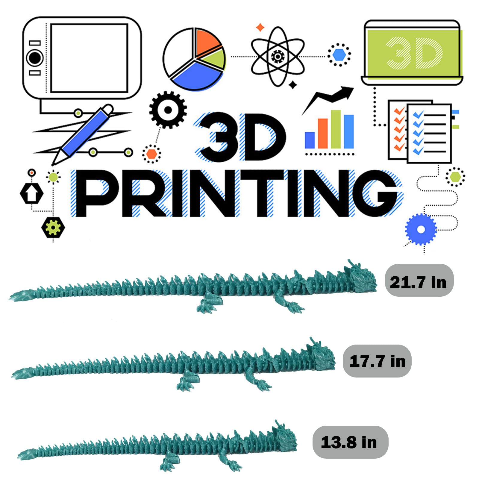 3D Printed Dragon Toy with Movable Joints - Anti-Stress Gift for Adults