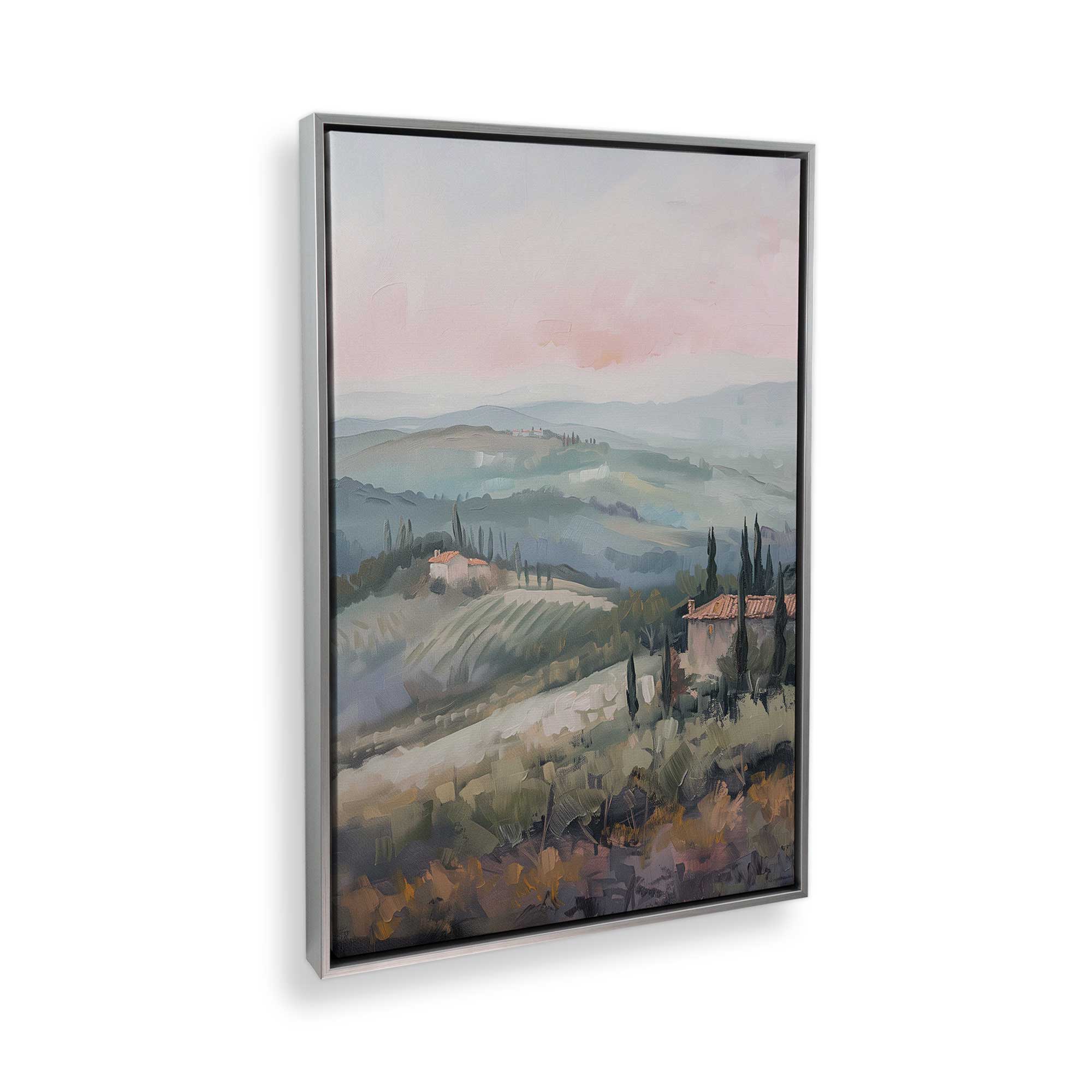 Tuscany Sunset Landscape Canvas Print - Dusk's Glow v2 Wall Art for Living Room, Bedroom & Office Decor