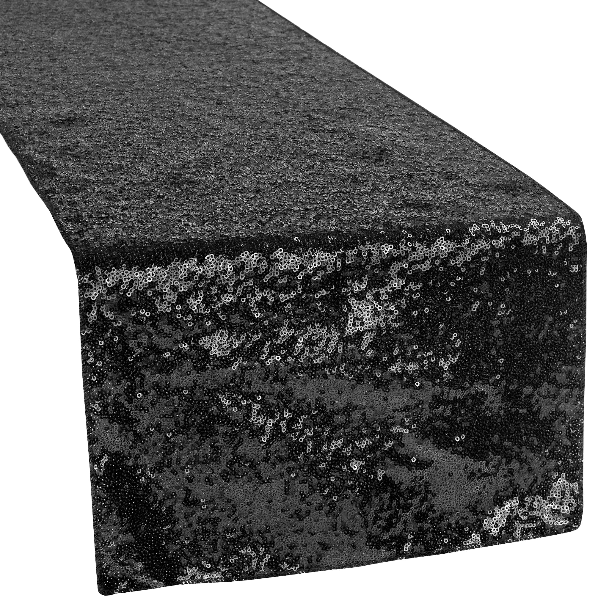 Glitter Sequin Table Runner - Black Sparkly Party Decor for Wedding, Birthday, Christmas & Holiday Dining Table Decoration