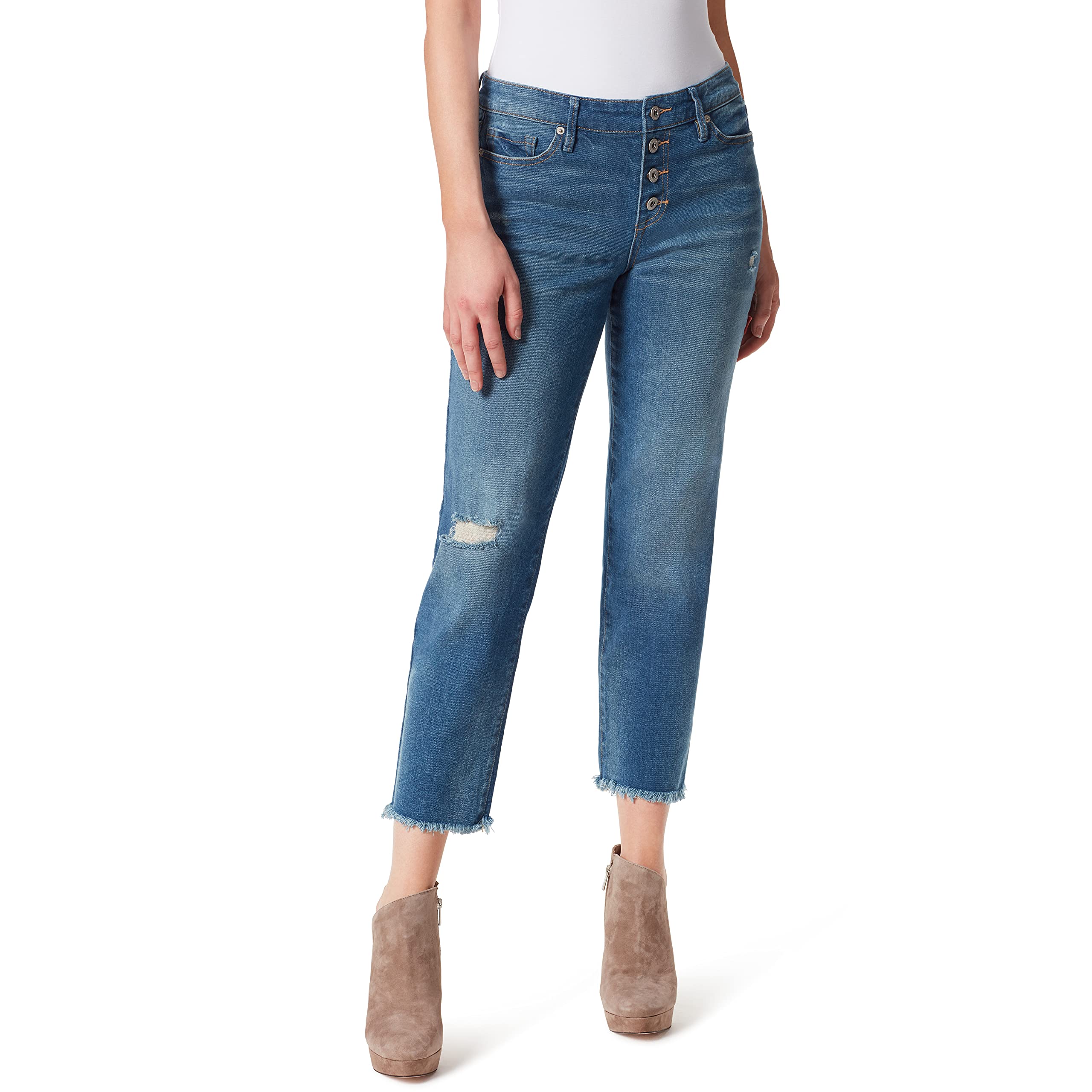 Jessica Simpson Women's Arrow Straight Ankle Jeans - High Waist Slim Fit Denim Pants for Casual Wear & Everyday Outfits