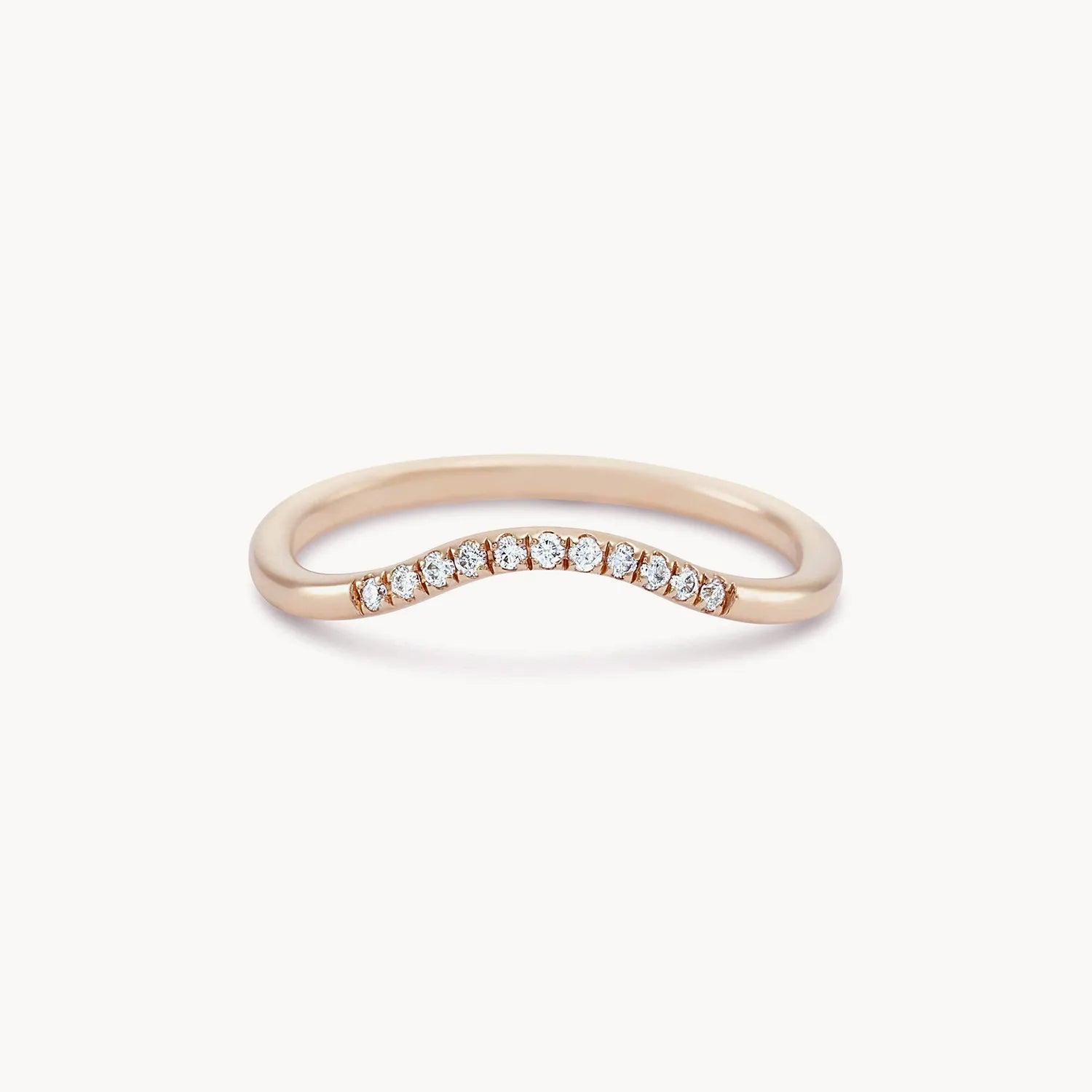 14K Rose Gold Wave Eternity Ring with White Diamonds - Elegant Stackable Wedding Band for Women, Perfect for Anniversaries, Engagements & Everyday Wear