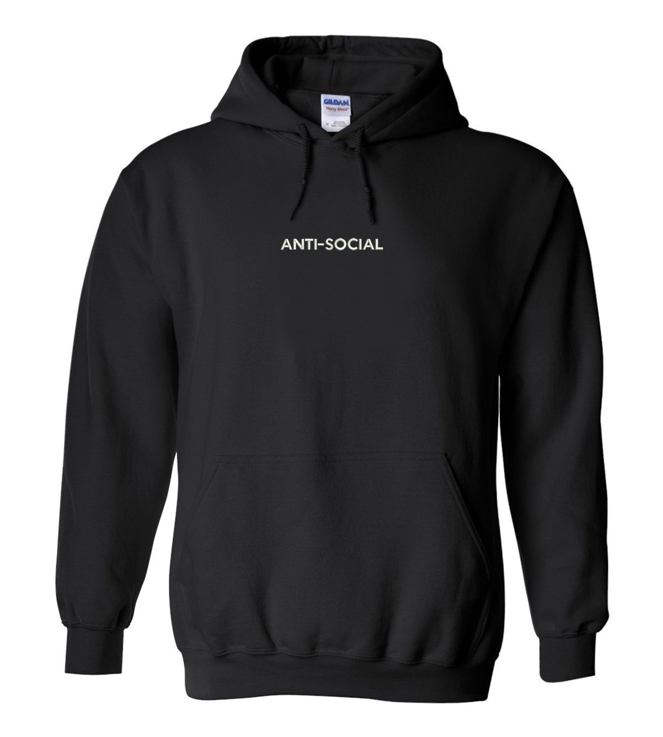 Trendy Anti Social Embroidered Hoodie for Men & Women - Heavy Blend Pullover Sweatshirt - Streetwear Fashion for Casual Wear, Gym & Outdoor Activities