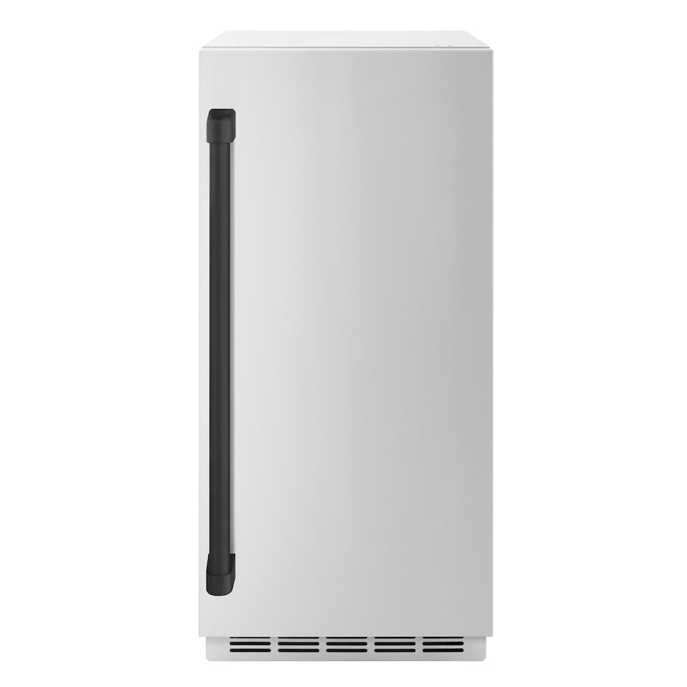 ZLINE Autograph Edition 15 Inch Clear Cube Ice Maker with Drain Pump - Stainless Steel Door & Matte Black Handle - Perfect for Home Bars, Kitchens, and Outdoor Entertaining (ICCDZ ST 15 MB)