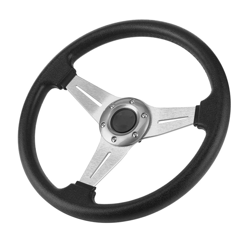 Universal 350mm/14in Silver Racing Steering Wheel - High Performance Drifting & Car Modification Accessory for Sports Cars & Track Racing