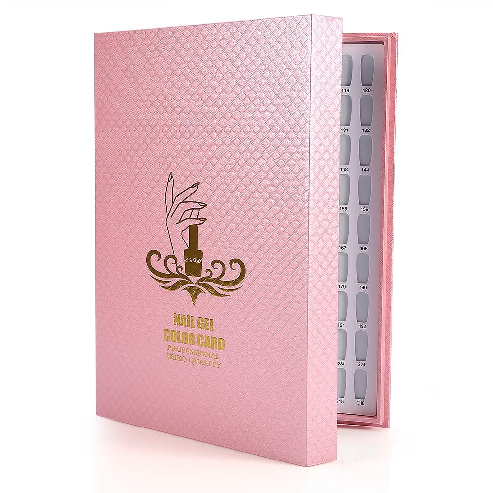 216 Colors Nail Polish Display Book - Professional Salon Nail Art Color Chart with Nail Tips (Pink) for Manicure, Pedicure & Nail Art Design - Perfect for Nail Technicians & DIY Enthusiasts