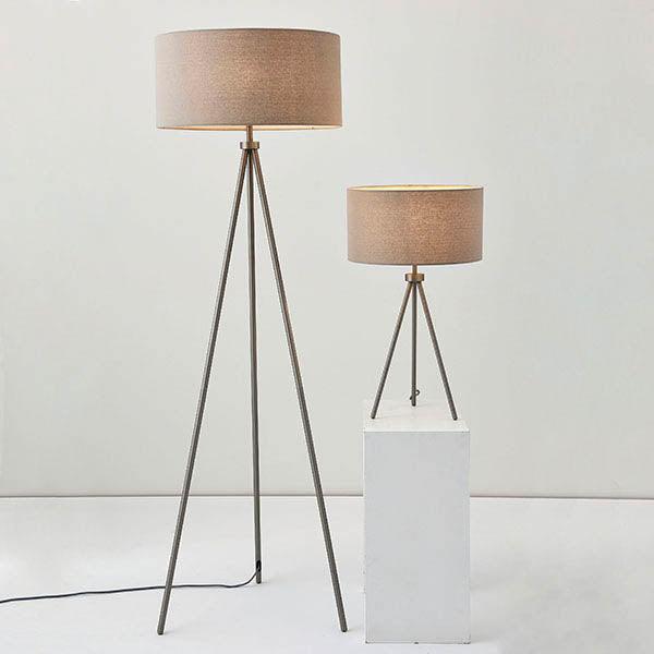 Endon Tri 1 Light Nickel Table Lamp - Modern Bedside & Desk Lighting for Home Office, Bedroom, Living Room