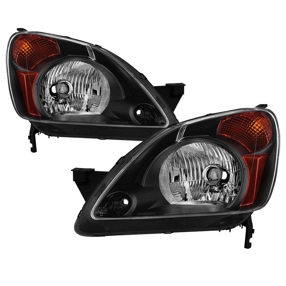 Jdragon Replacement Headlights for 2002-2004 Honda CRV - Black Housing with Amber Corner Signal Lamps | Direct Fit LED Headlight Assembly | Perfect for Night Driving & Off-Road Adventures