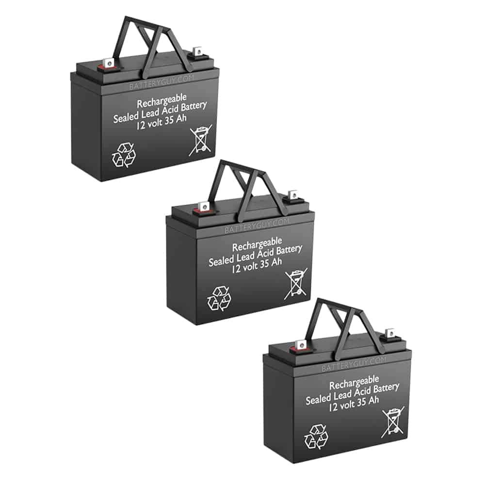 12V 35Ah Rechargeable Sealed Lead Acid Battery - 3 Pack for Solar Power Systems, Emergency Backup & Electric Scooters