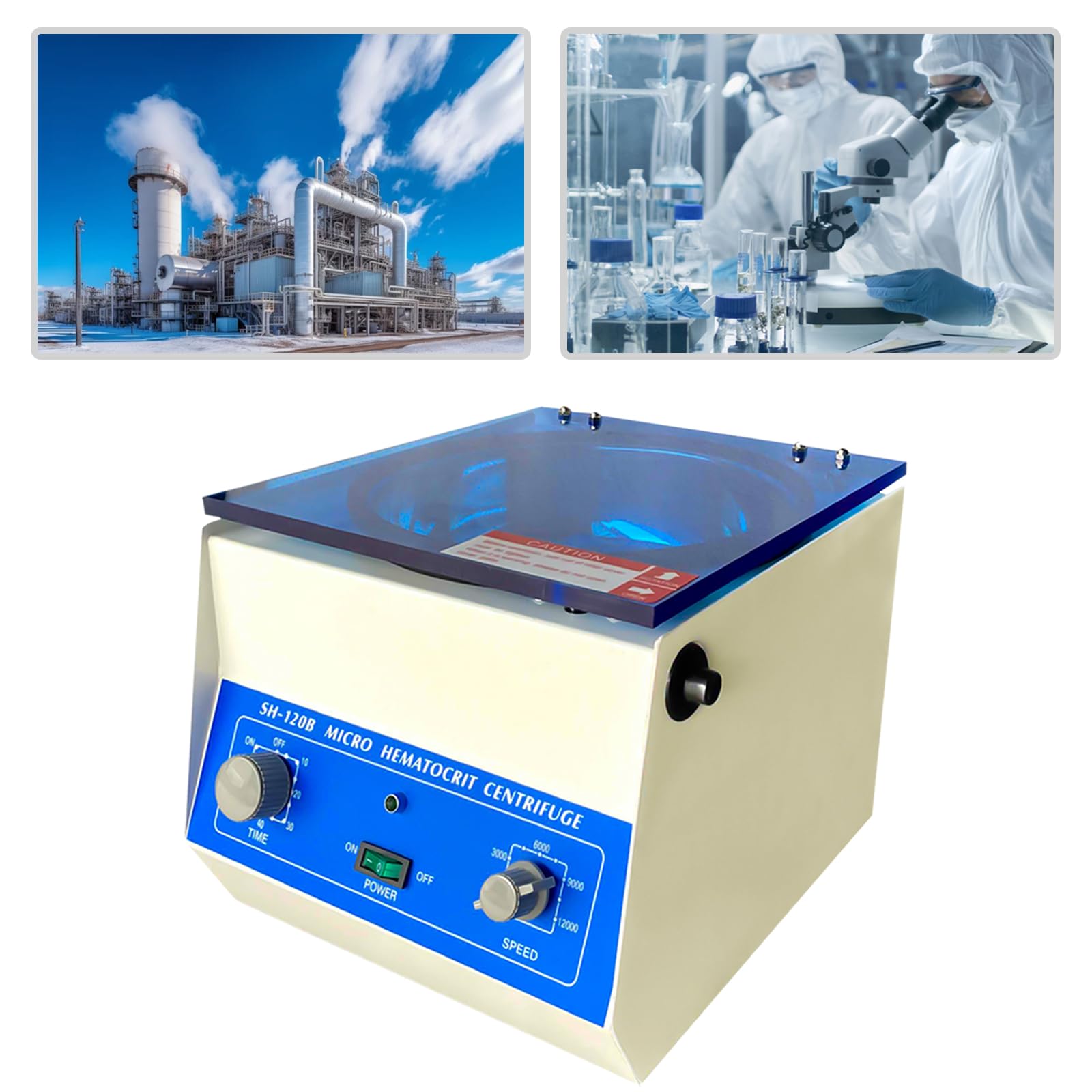 110V 100W SH-120B Lab Centrifuge Machine - High Speed Electric Medical Centrifuge for Microhematocrit Testing | Ideal for Hospitals, Clinics & Medical Laboratories