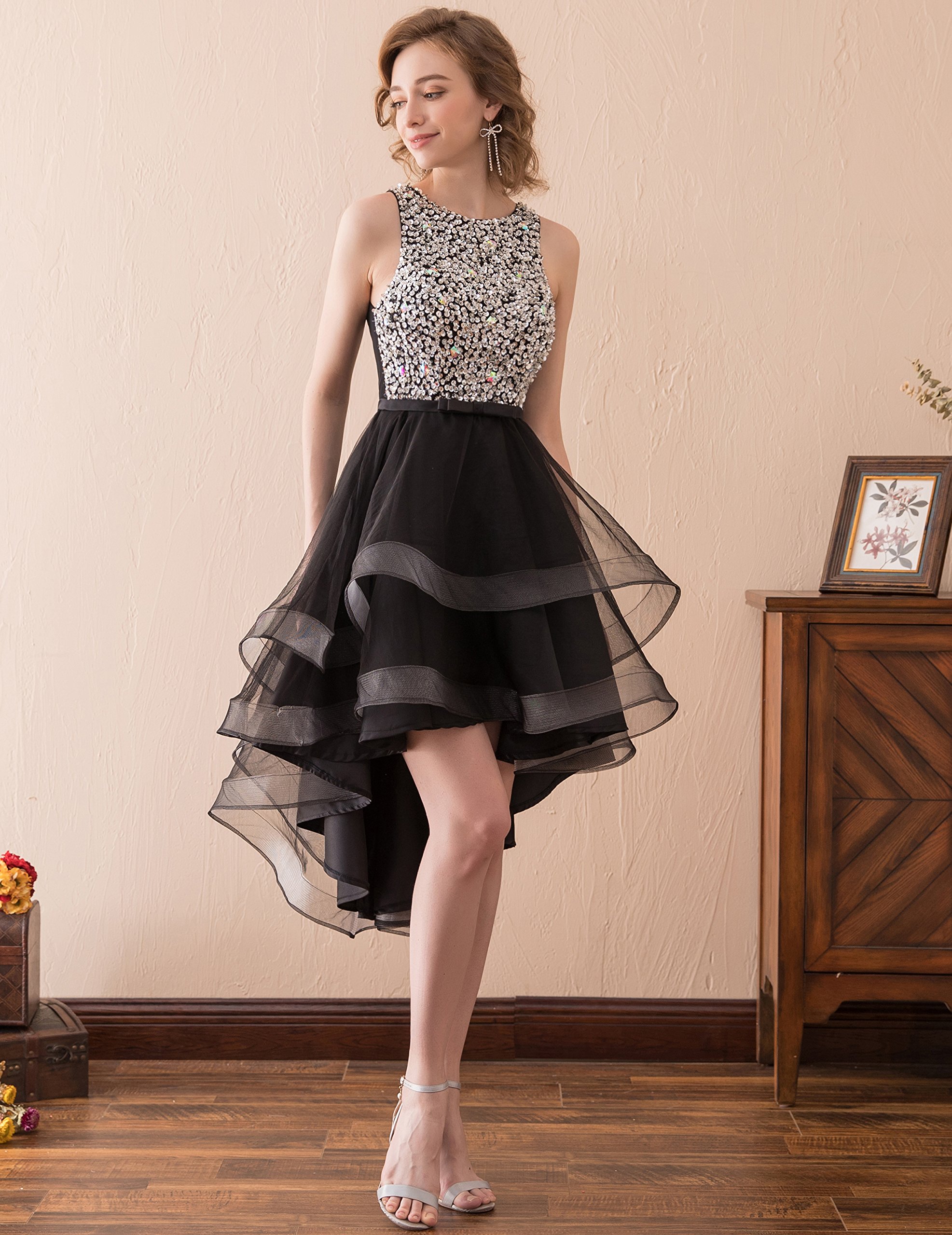 Aiyi Women's Off Shoulder High Low Prom Dress Short Sleeve Cocktail Party Dress - Perfect for Homecoming, Evening Parties, and Special Occasions