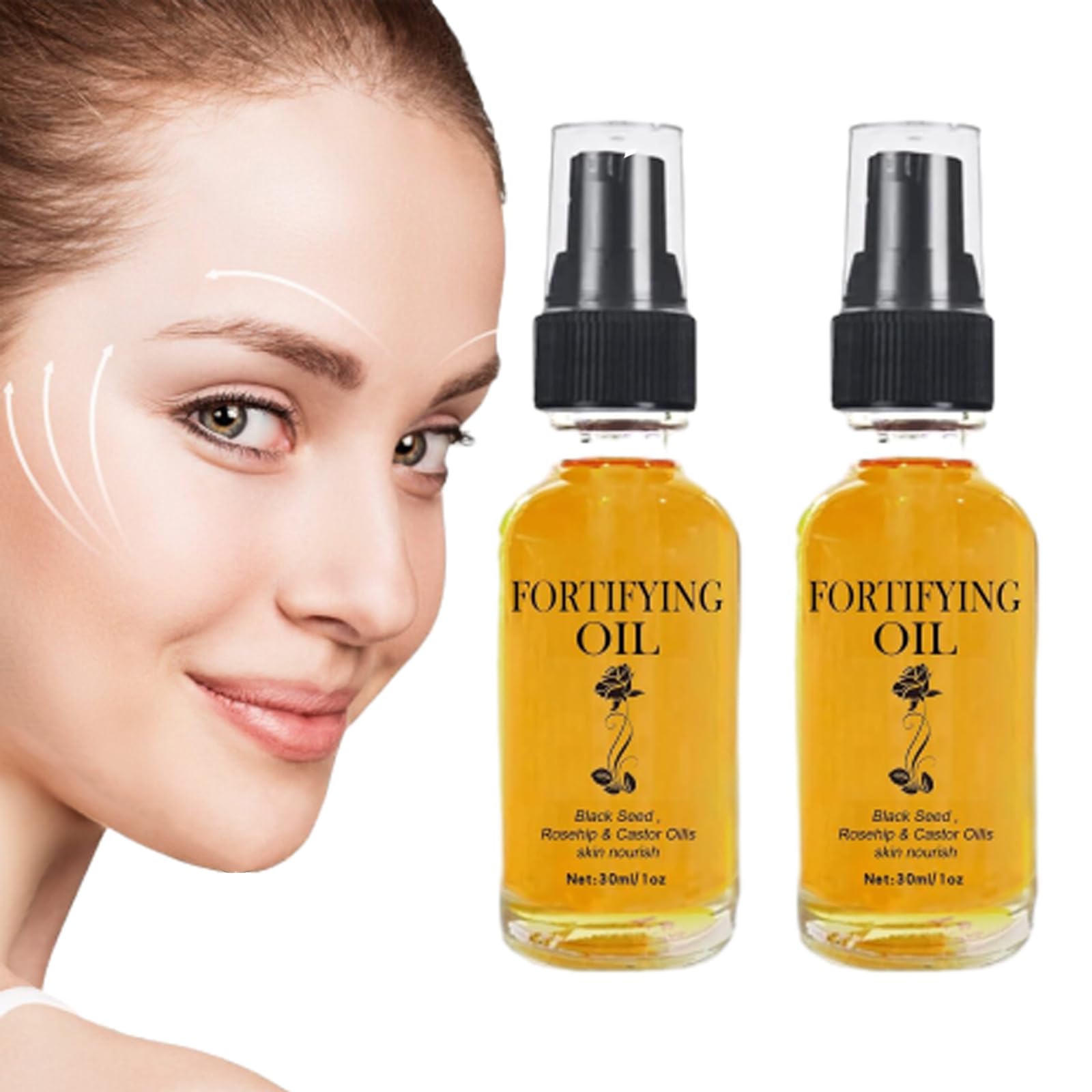 Pure Organic Rosehip Oil & Black Seed Castor Oil Combo (2 Pack) - Natural Anti-Aging Facial Treatment for Glowing Skin, Hair Growth & Scar Reduction - Perfect for Night Routine & DIY Beauty Recipes