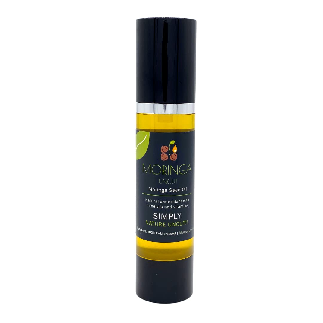 Organic Moringa Oil for Skin & Hair Care - 100% Pure Natural Face Moisturizer to Soothe, Tighten & Hydrate Skin - Helps with Acne & Eczema Treatment - 50ml Bottle for Daily Beauty & Wellness Routine