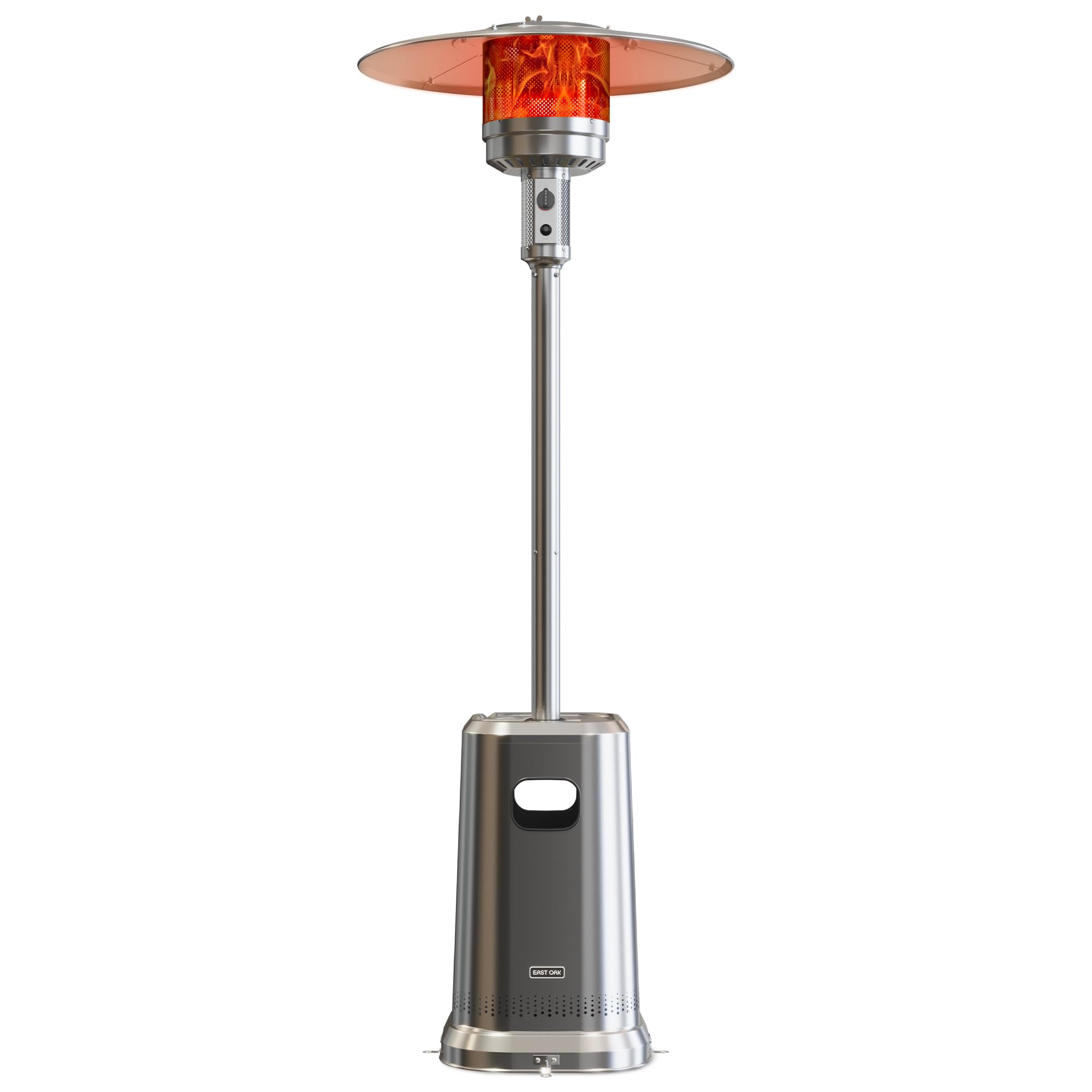 EAST OAK 50,000 BTU Stainless Steel Propane Patio Heater with Double-Layer Burner - Rustproof Outdoor Heater with Wheels & Table Design for Home, Restaurant, Backyard, Deck, and Commercial Use