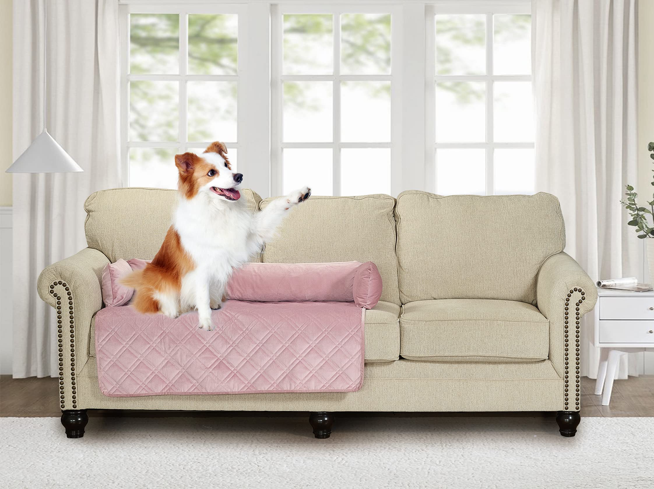 Premium Calming Dog Bed Mat - Silky Velvet Pet Bed with Removable Washable Cover, Cushion Protector & Couch Cover for Large Dogs & Cats (Silver Pink) - Perfect for Anxiety Relief, Crate Training & Cozy Napping Spots