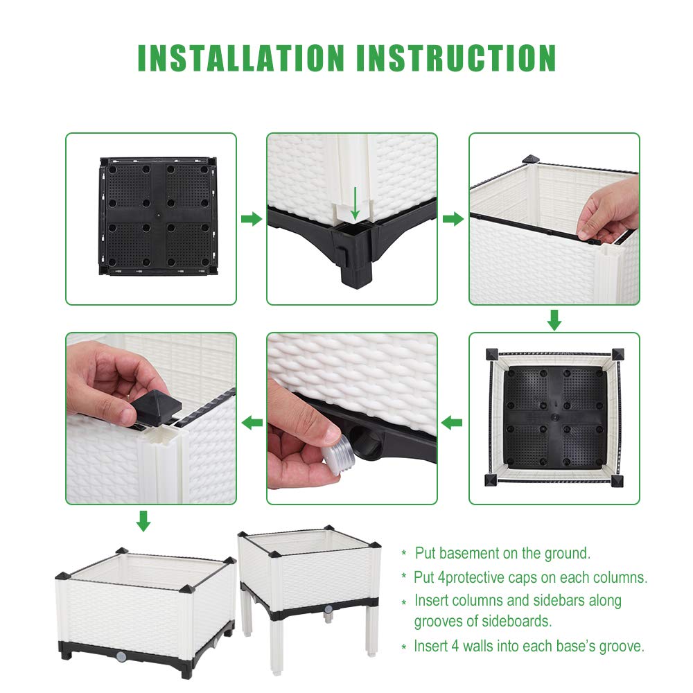 Ochine Raised Garden Bed Planter Box Kit - Self-Watering Elevated Plastic Planter for Flowers, Vegetables & Herbs | Indoor & Outdoor Gardening Solution for Patio, Balcony, Backyard | Perfect for Urban Farming, Home Gardening & Small Space Planting