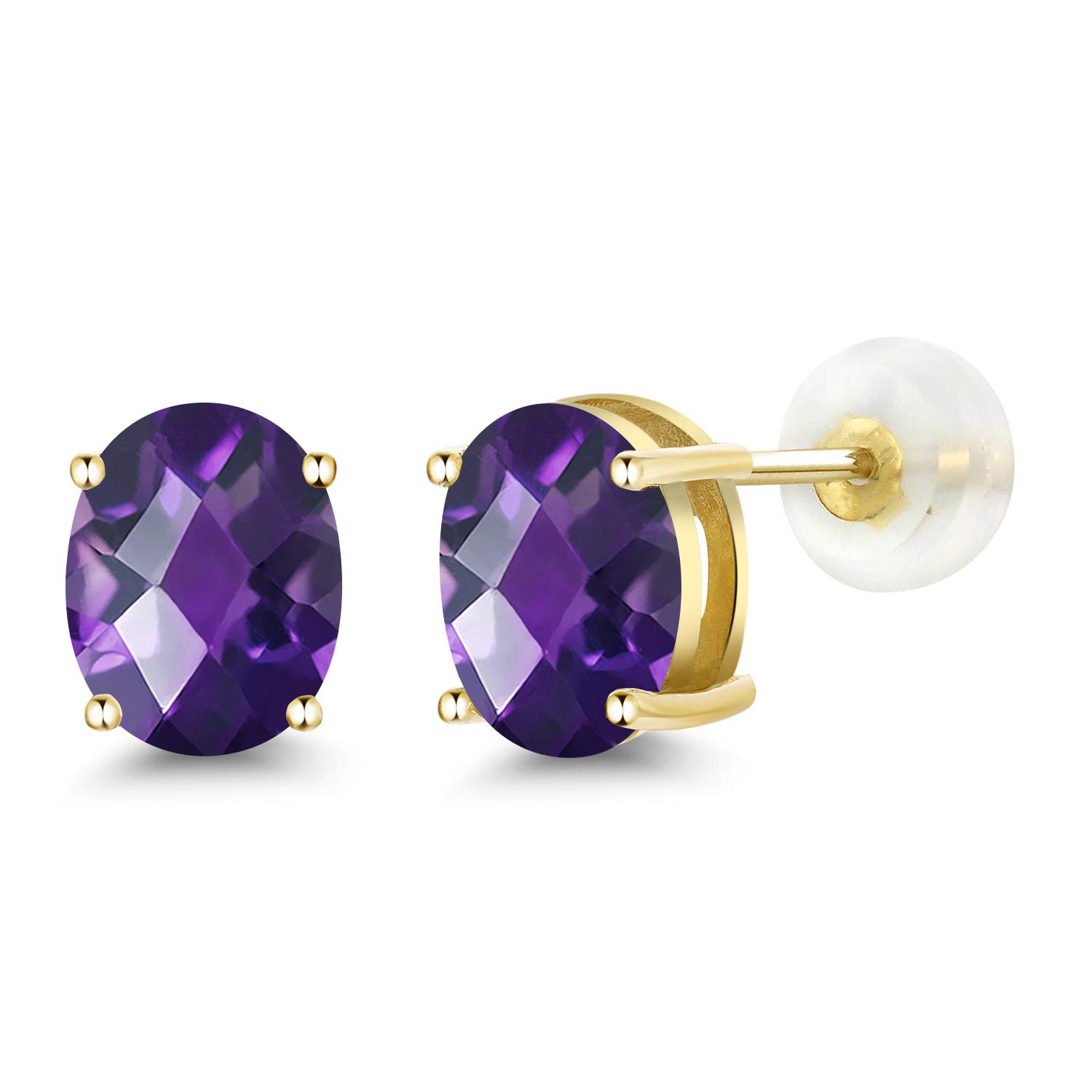 14K Gold 8X6MM Oval Birthstone Stud Earrings for Women & Men | Genuine Gemstone Jewelry Gift for Anniversary, Birthday & Special Occasions