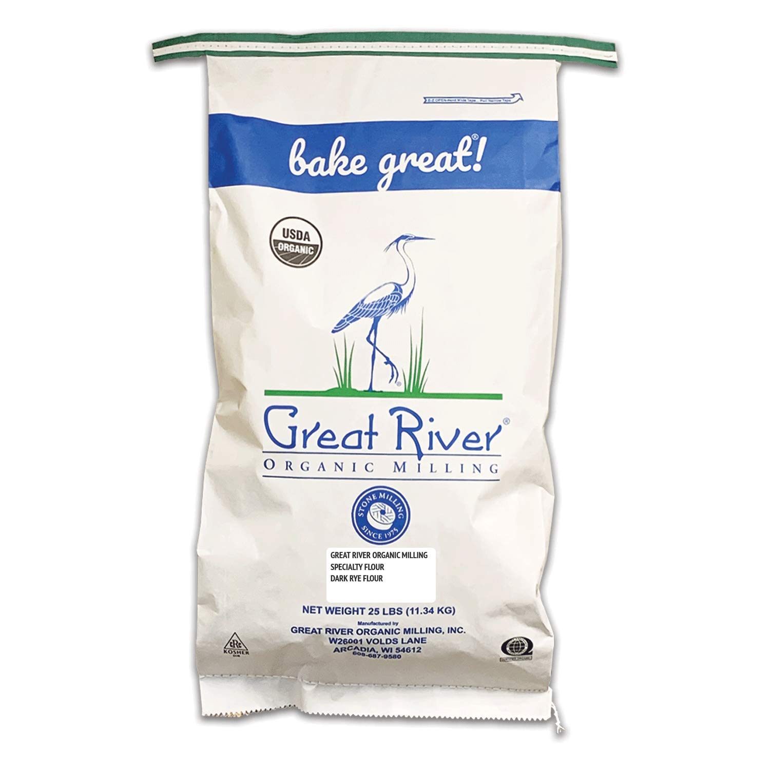 Organic Whole Wheat Bread Flour & Dark Rye Flour - Stone Ground, Non-GMO, 25-Pounds (Pack of 1) by Great River Organic Milling - Perfect for Homemade Bread, Artisan Baking & Healthy Recipes