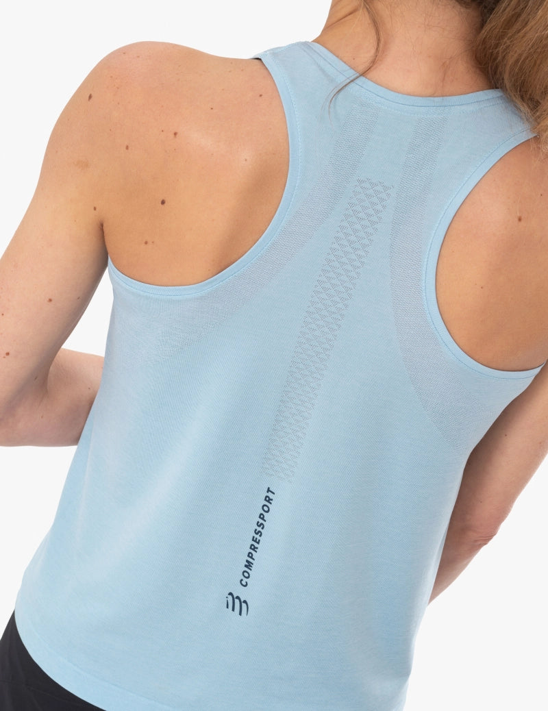 Compressport Women's Running Singlet - Breathable Athletic Tank Top for Marathon & Training - Cashmere Blue - Perfect for Gym, Jogging & Outdoor Sports