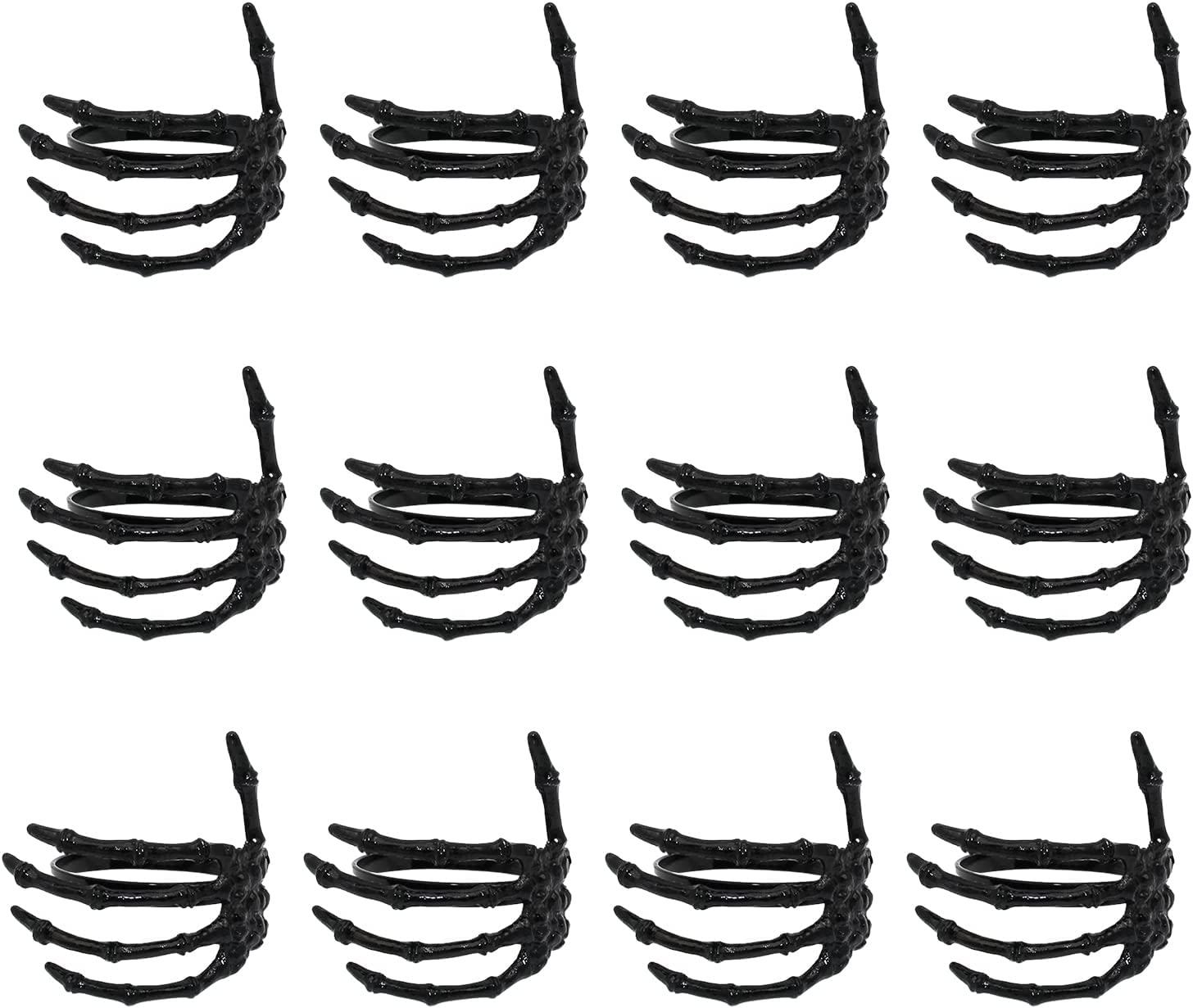 BestAlice Halloween Skull Napkin Rings Set of 12 - Gothic Skeleton Hand Napkin Holders for Spooky Table Decor, Horror Party Supplies, Haunted House Dining Accessories - Perfect for Halloween Parties, Gothic Weddings & Horror-Themed Events (Black)