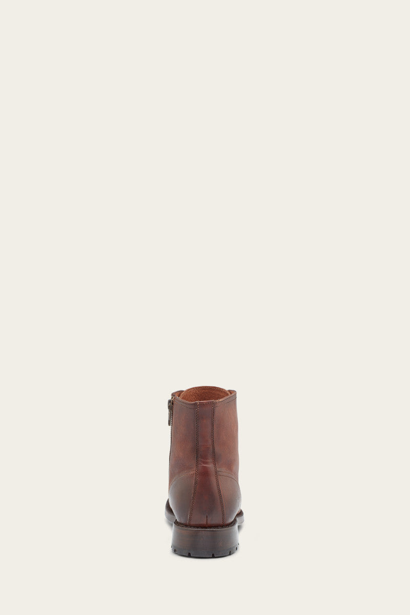 Bowery Lace Up Cognac Leather Boots for Men - Comfortable & Stylish Ankle Boots for Casual Wear, Outdoor & Work