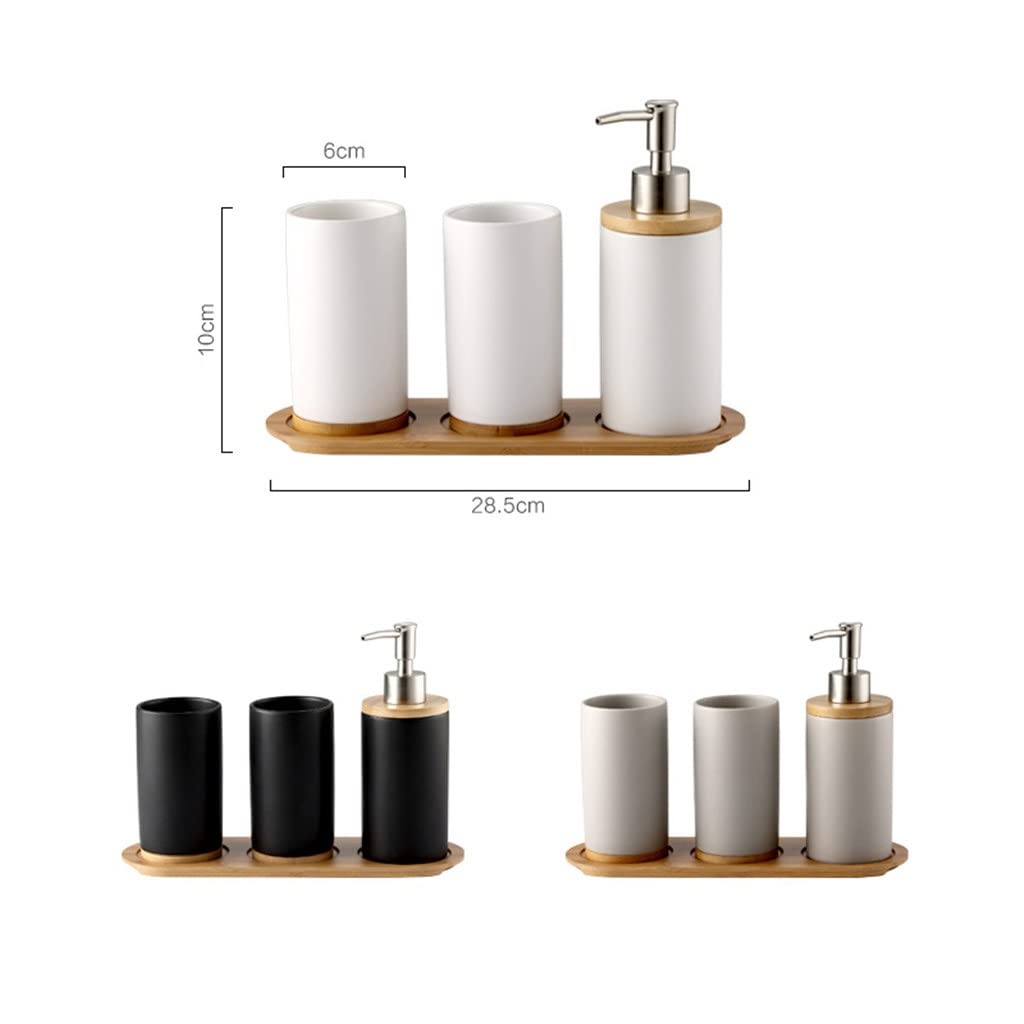 Premium Ceramic Soap Dispenser & Toothbrush Holder Set - Elegant Black Bathroom Organizer for Toiletries, Shampoo & Mouthwash Cup - Perfect for Modern Bathroom & Kitchen Countertop Decor