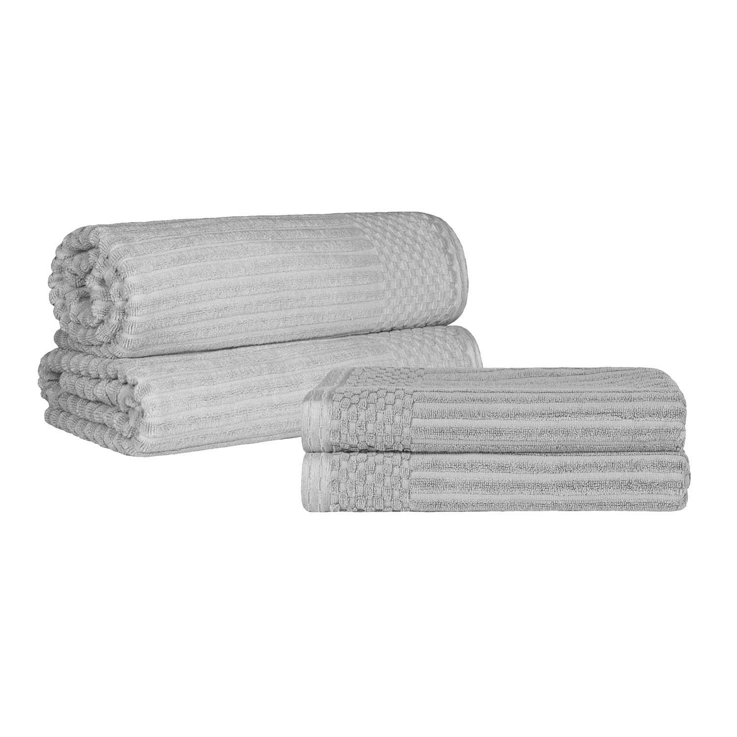 Premium Soho Ribbed Textured Cotton Bath Towel Set - Ultra Absorbent & Quick Dry - Luxury Spa & Bathroom Towels for Hotel, Home, Gym Use