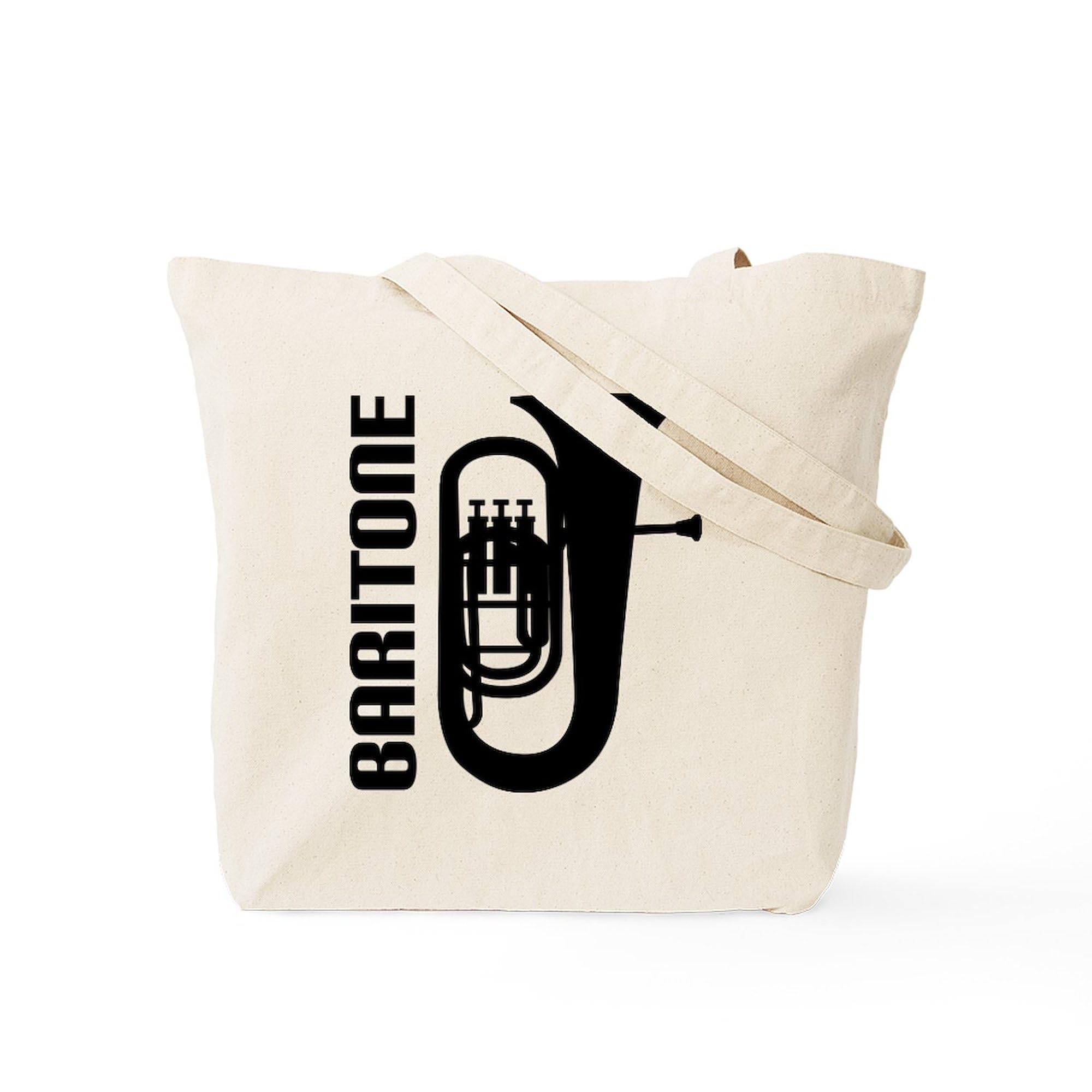 Music Silhouette Baritone Tote Bag - Natural Canvas Reusable Shopping Bag for Groceries, Beach & Work | Eco-Friendly Cotton Tote with Unique Musical Design