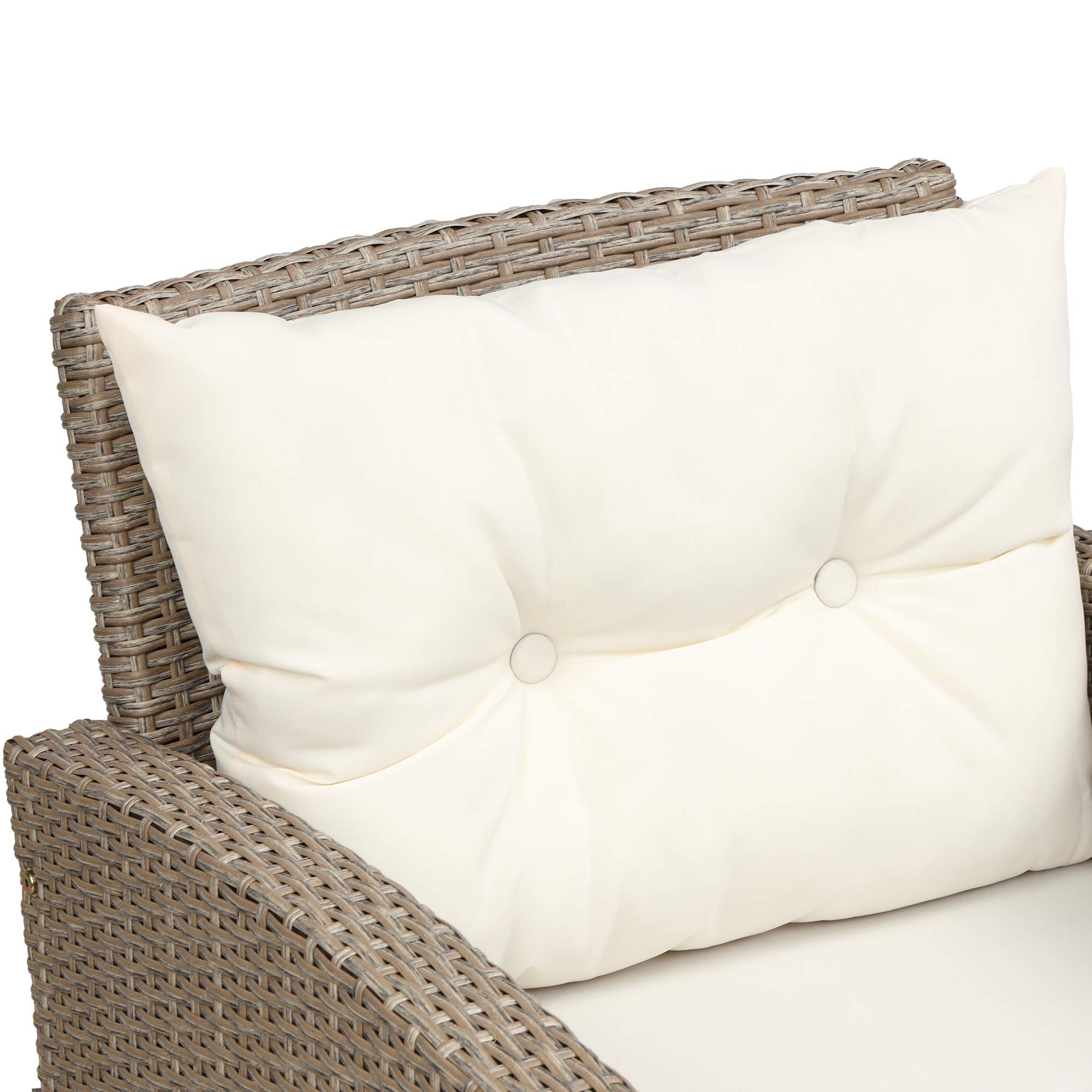 4-Piece Outdoor Sectional Sofa Set - PE Rattan Patio Furniture with Cushions & Glass Table - Brown & Beige Wicker Conversation Set for Backyard, Poolside or Garden Relaxation