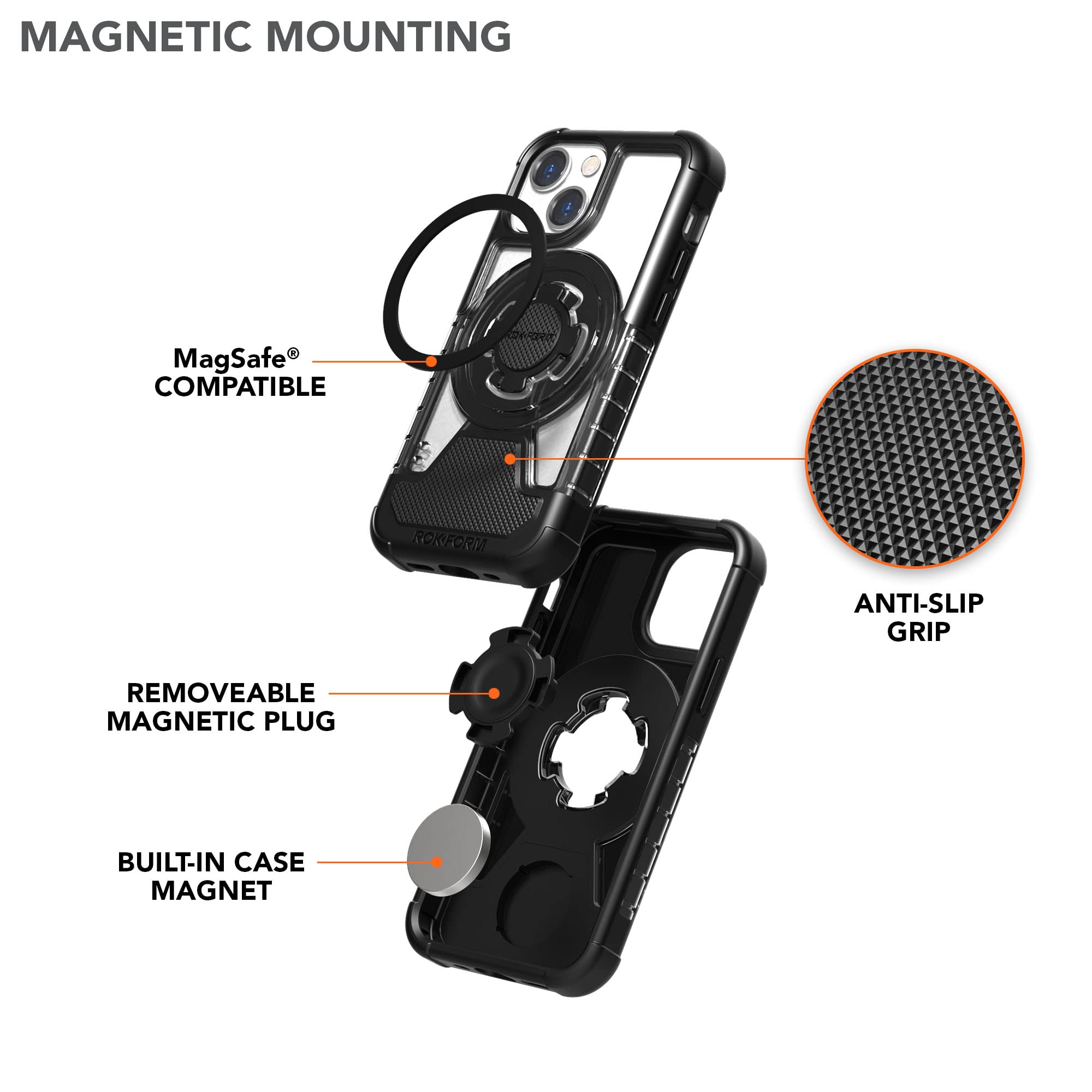 Rokform iPhone 13 Mini Crystal Clear Case with Motorcycle Phone Mount - Secure Bike Handlebar Holder for Riding, Commuting & Outdoor Adventures