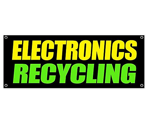 13 oz Heavy-Duty Vinyl Electronics Recycling Banner - Single-Sided with Metal Grommets | Durable Non-Fabric Sign for Office, Warehouse & Recycling Centers