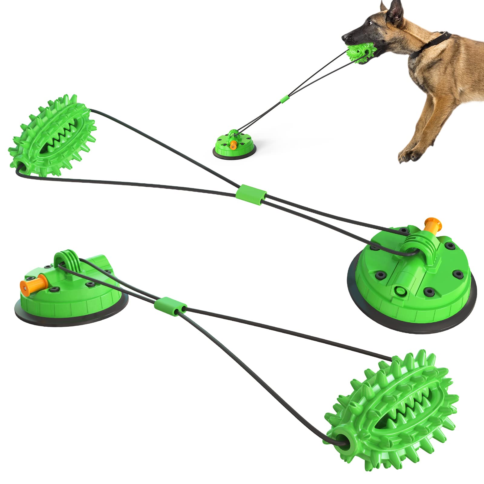 **ArtnIndia Indestructible Dog Rope Toys for Aggressive Chewers – Suction Cup Tug of War Toy with Molar Teeth Sound & Leaking Food – Interactive Puzzle Toy for Large Breed Dogs – Perfect for Indoor Play & Training (Rugby A)**