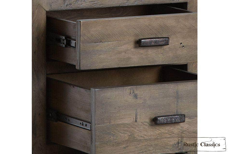Whistler 4-Piece Reclaimed Wood Storage Platform Bedroom Set in Grey - Queen & King Size Options | Space-Saving Bedroom Furniture for Small Apartments & Modern Homes