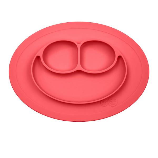 ezpz Mini Mat - Coral Suction Plate for Babies & Toddlers | Non-Slip Silicone Feeding Tray for High Chairs | Perfect for Mess-Free Mealtime and Travel
