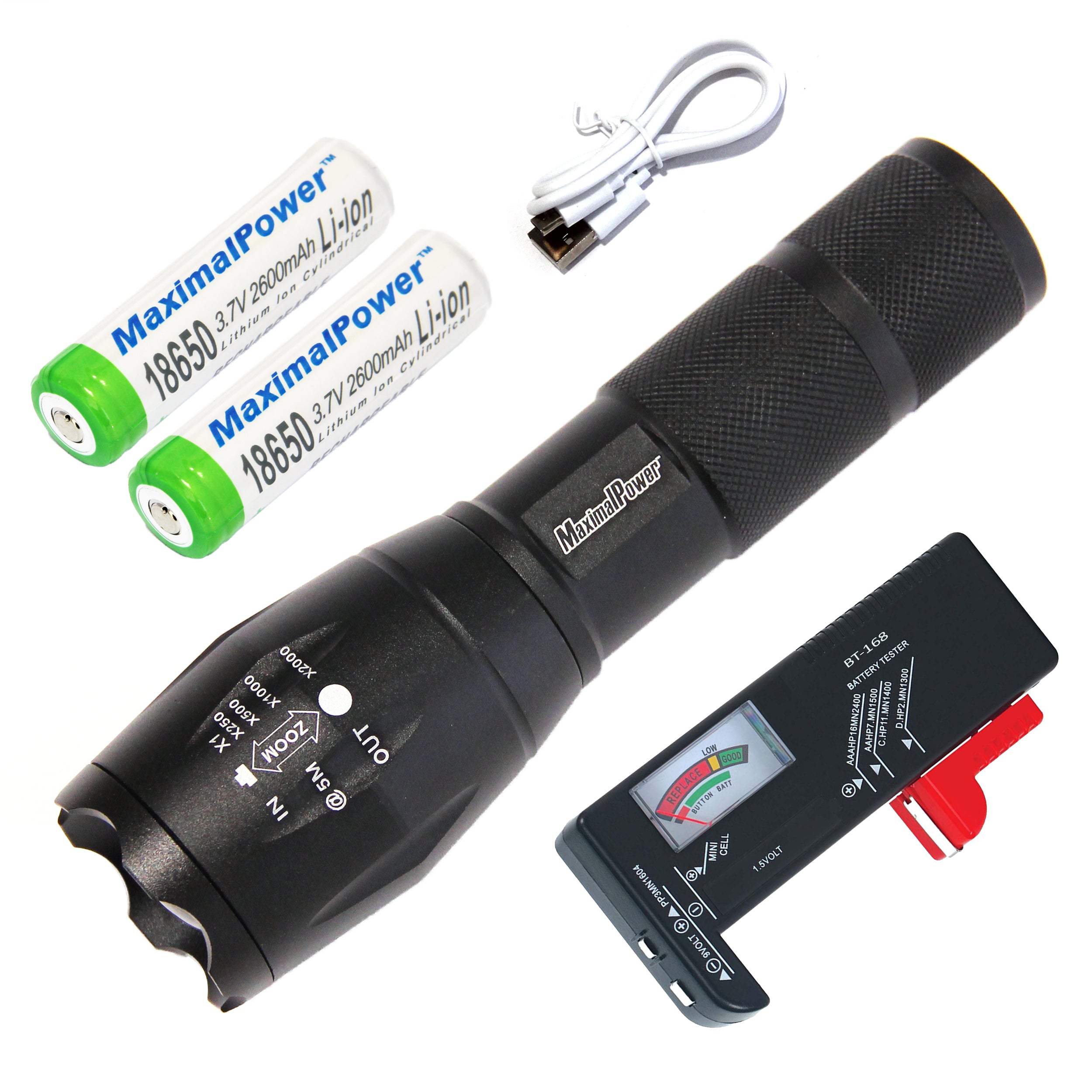MaximalPower Mini LED Flashlight - Ultra Bright 1000 Lumens, 18650 Rechargeable Battery, Waterproof & Durable for Camping, Hiking, Emergency, Outdoor Adventures