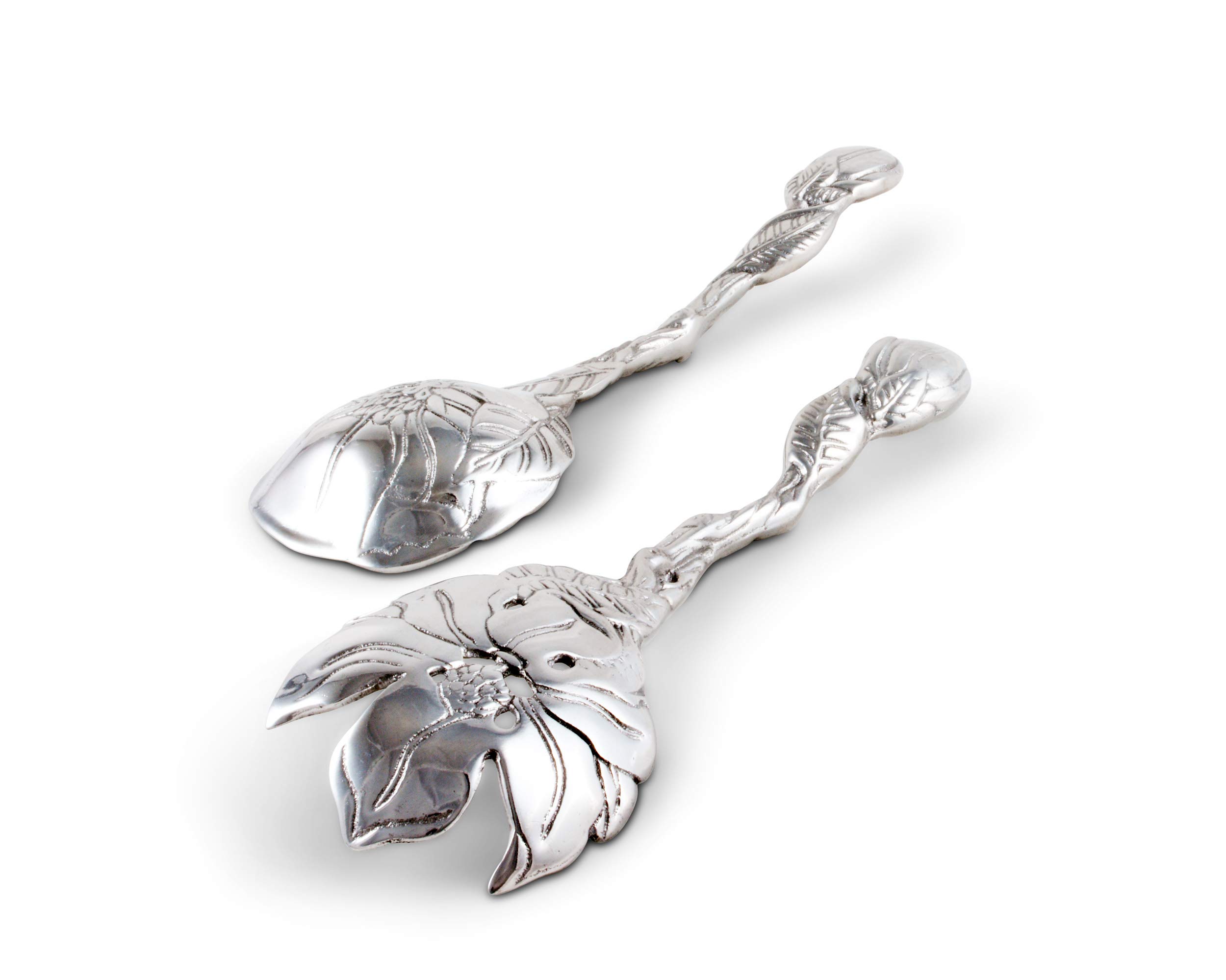 Arthur Court Metal Aluminum Long Magnolia Flower Salad Serving Set - 11