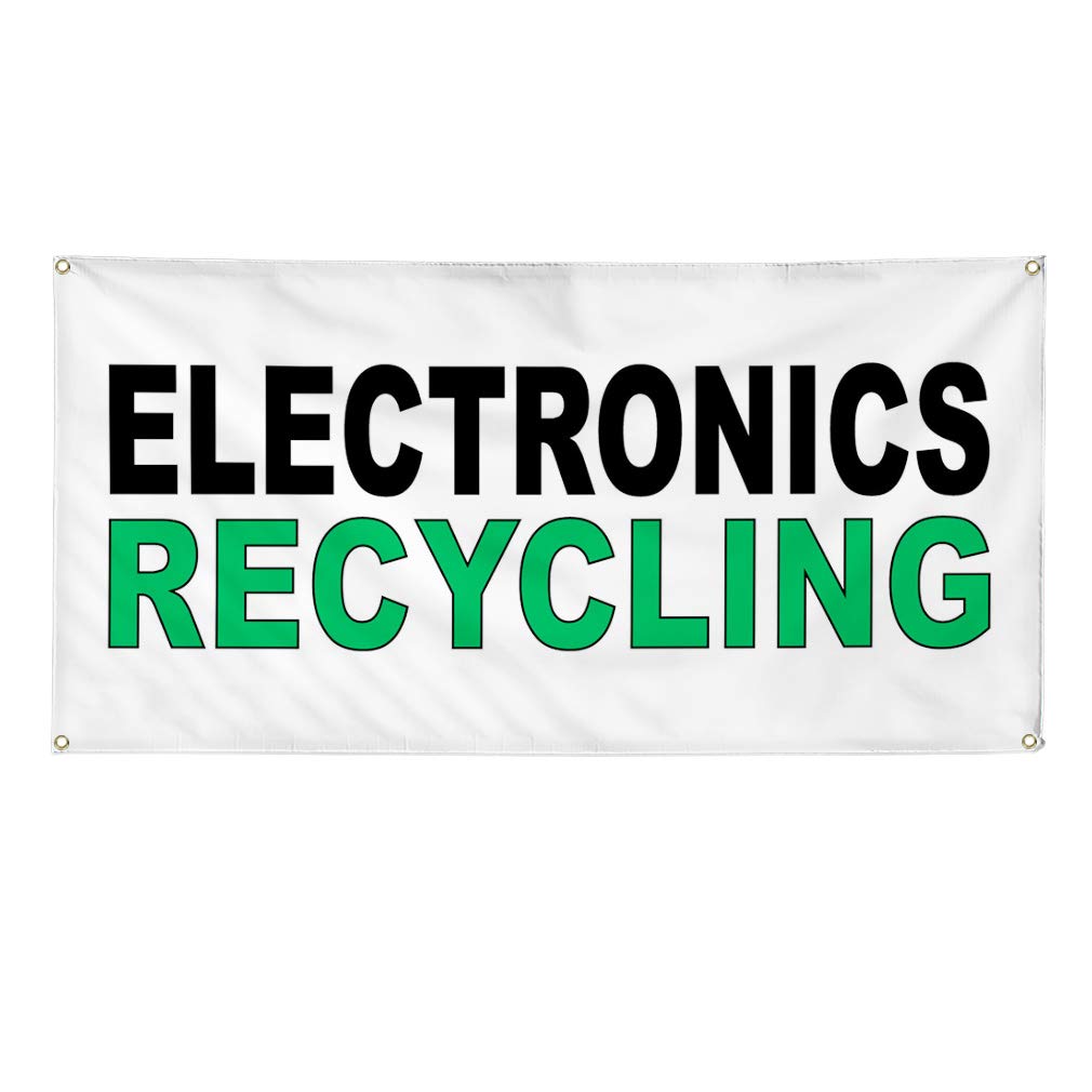 Vinyl Banner - Multiple Sizes (48x96 Inches) for Electronics Recycling | Black & Green Weatherproof Business & Industrial Yard Signs with 8 Grommets | Perfect for Outdoor Advertising, Store Promotions & Event Signage