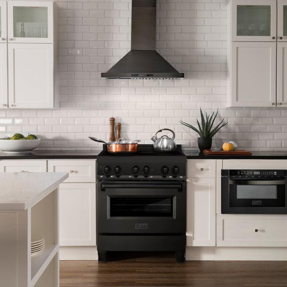 ZLINE 30 Inch 4.0 Cu Ft Black Stainless Steel Induction Range with 4 Element Cooktop & Electric Oven - Perfect for Modern Kitchens, Home Chefs & Entertaining (RAIND BS 30)