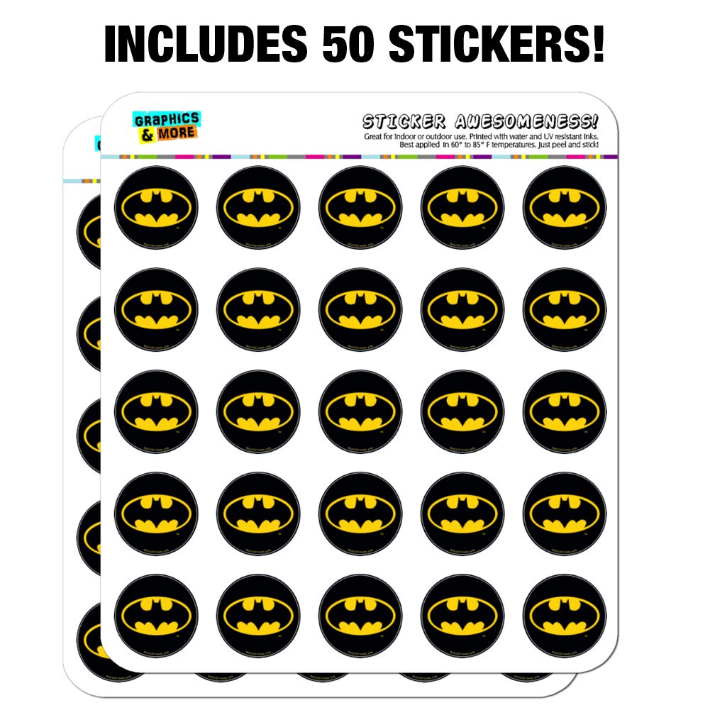 Batman Classic Bat Shield Logo Planner Stickers - Scrapbooking, Journaling, DIY Crafting Supplies for Bullet Journals, Calendars, and Scrapbooks - Perfect for Gift Wrapping, Party Decorations, and School Projects