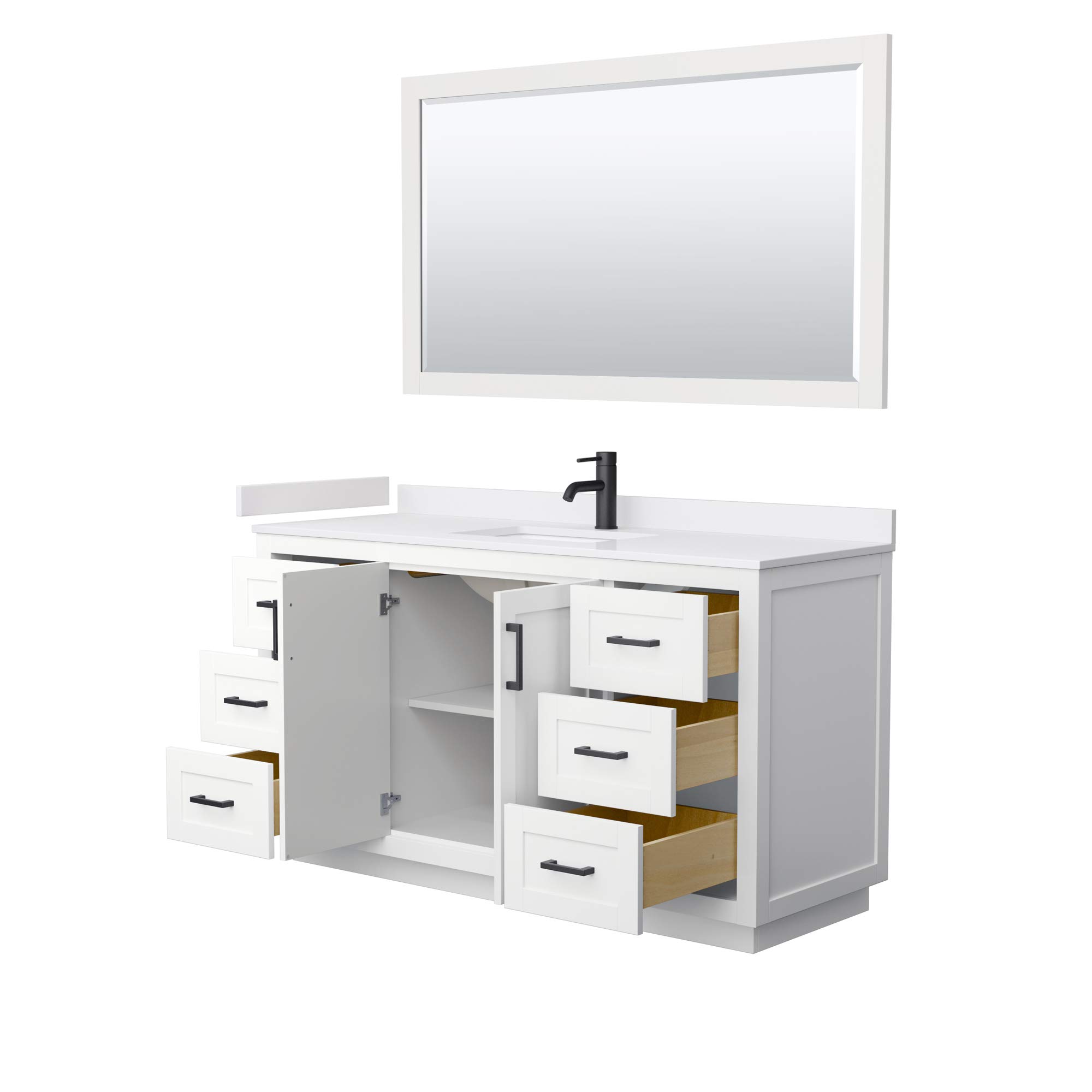 Wyndham Collection WCF292960SWBWCUNSM58 Miranda Vanity Set in White - Elegant Bathroom Vanity with Sink & Mirror for Modern Home Decor