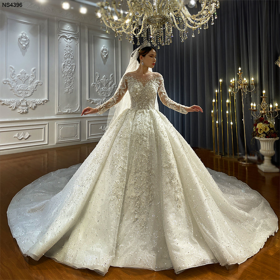 NS4396 Elegant Beaded Lace Wedding Dress 2023 - New Design for Brides, Formal Occasions & Special Events