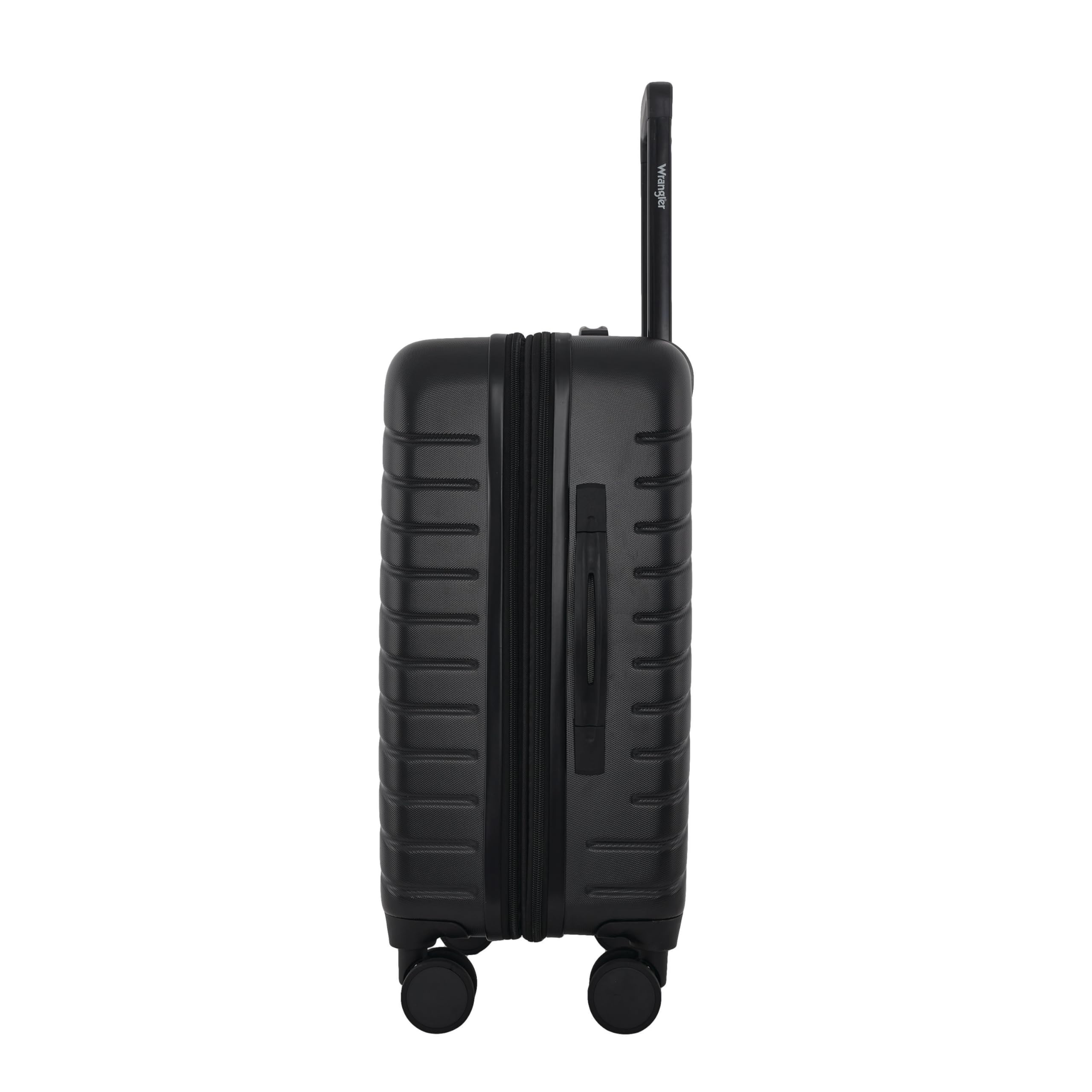 Wrangler Trunk Spinner Set - Black 2-Piece Luggage with 2 Packing Cubes | Durable Suitcase for Travel, Business Trips & Vacations | Carry-On & Check-In Compatible