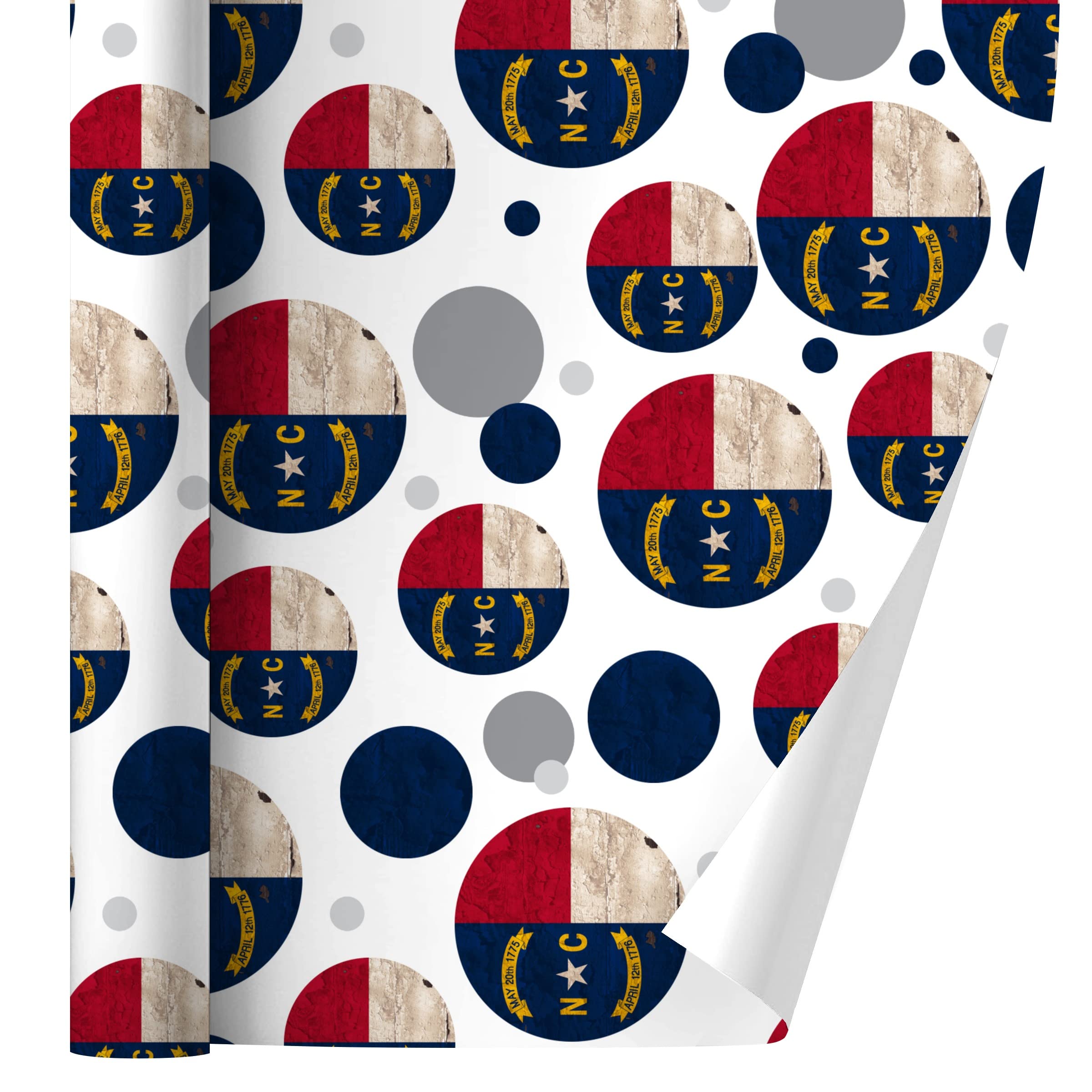 Vintage Distressed North Carolina State Flag Wrapping Paper Roll - USA Patriotic Gift Wrap for Holidays, Birthdays & Home Decor