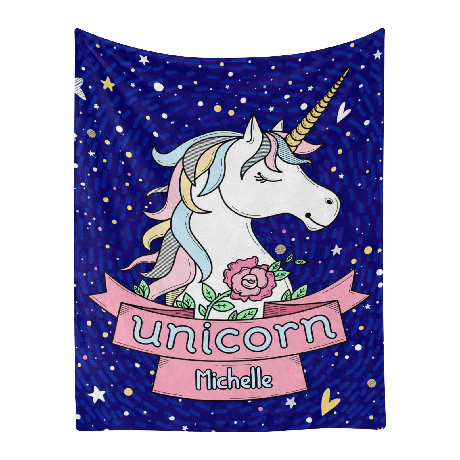 Personalized Unicorn Baby Blanket - Custom Name Fleece Swaddle Blanket for Newborns, Boys & Girls - 30